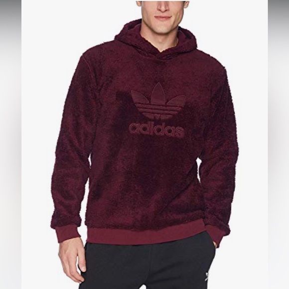 Adidas Maroon Sherpa Hoodie - Picture 1 of 10